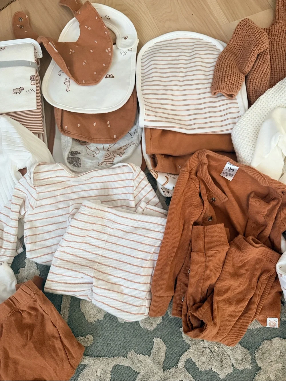Carter's Neutral & Rust Baby Matching Set - White, Cream, Rust - Picture 3 of 4